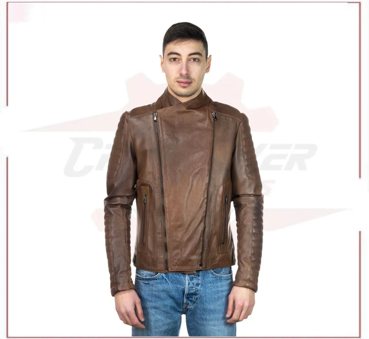Men's Perfecto Jacket in Genuine Brown Leather