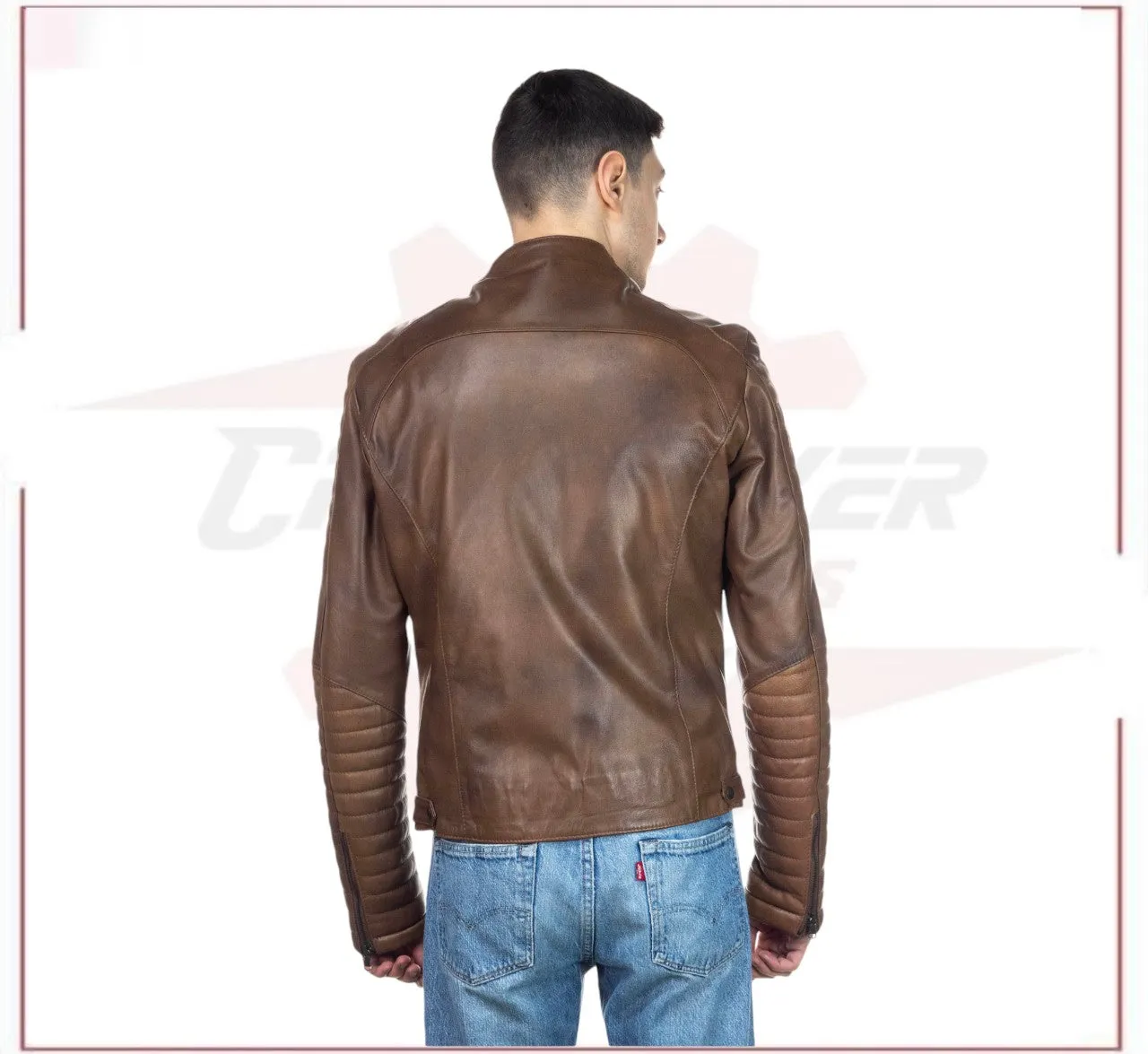 Men's Perfecto Jacket in Genuine Brown Leather