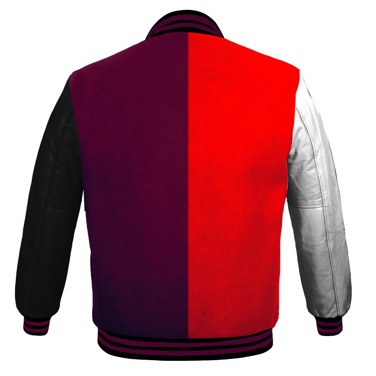 Men's Varsity Jackets Genuine Leather Sleeve And Wool Body Red/Purple