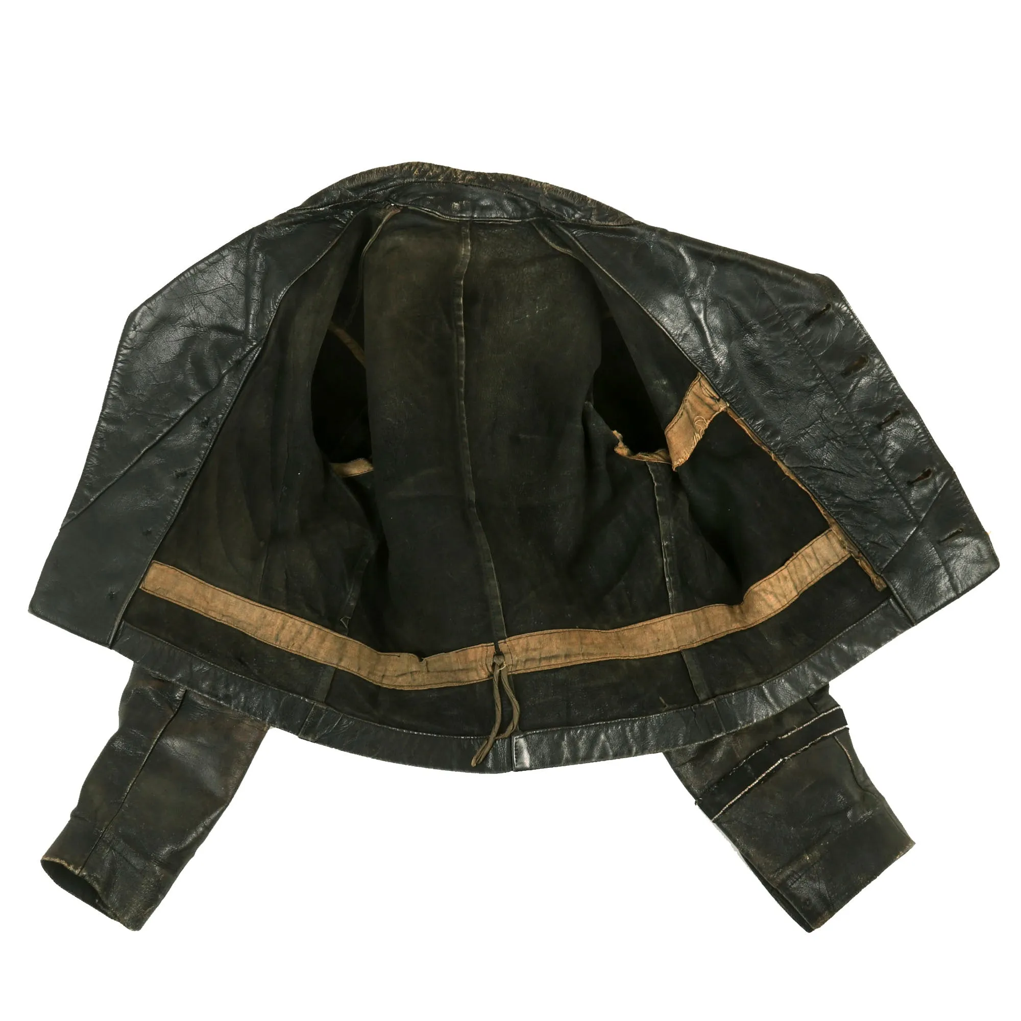 Original German WWII 1st Waffen-SS Panzer Division LAH Panzeräger NCO Leather Wrap Jacket with Throat Microphone & Awards - Formerly A.A.F. Tank Museum