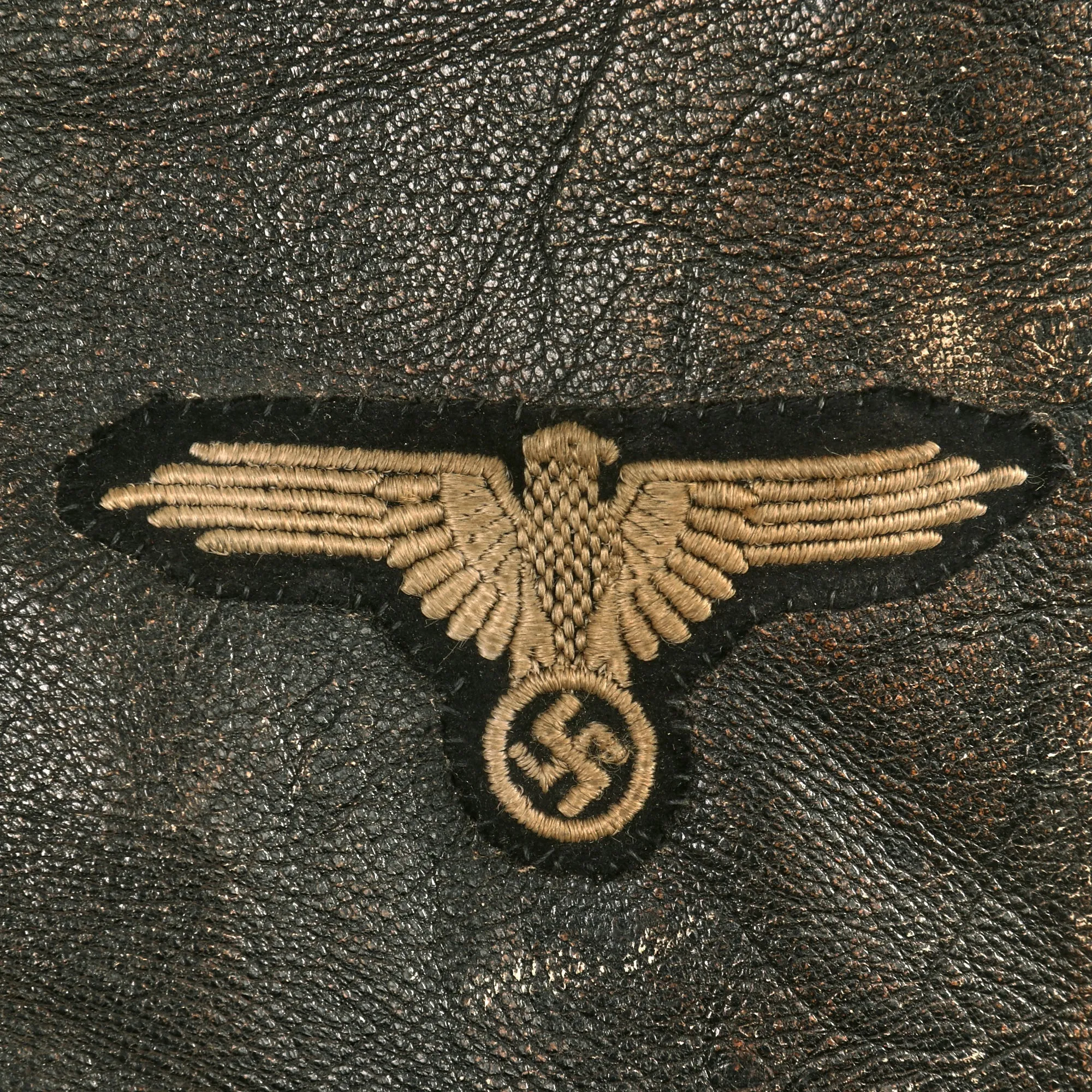 Original German WWII 1st Waffen-SS Panzer Division LAH Panzeräger NCO Leather Wrap Jacket with Throat Microphone & Awards - Formerly A.A.F. Tank Museum