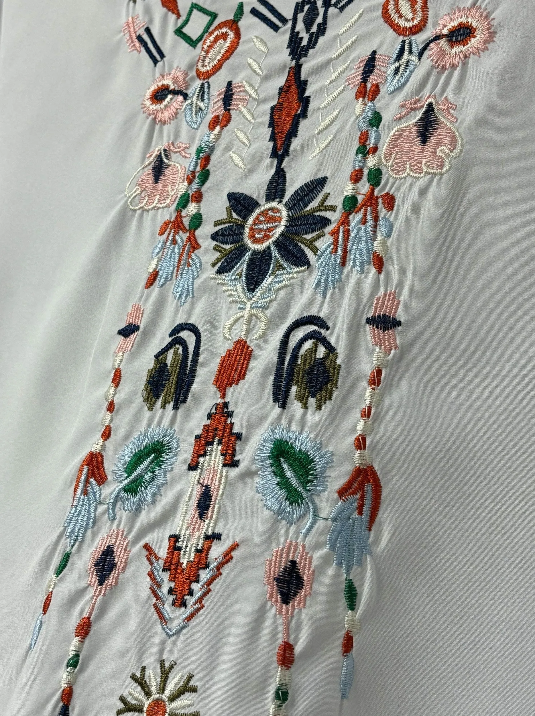 Plus Size Floral Embroidered Crew Neck Short Sleeve Blouse - Soft Slight Stretch Polyester Fabric, Vacation-Ready Top for Spring and All Seasons - Womens Casual Embroidery Clothing