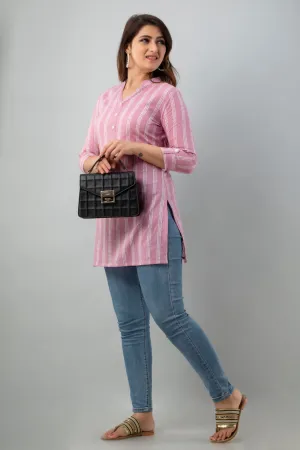 Printed Pink Short Kurti