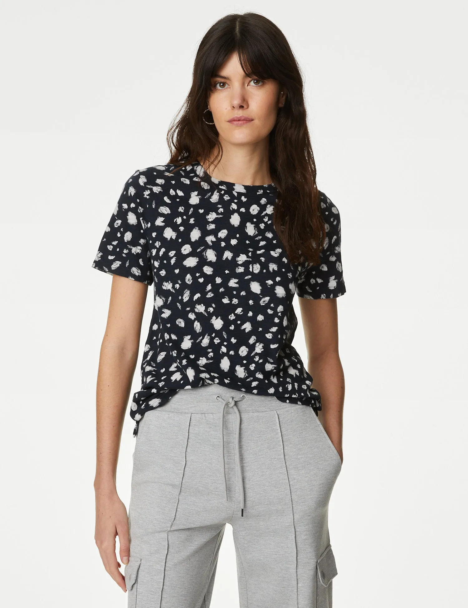Pure Cotton Printed Crew Neck Top