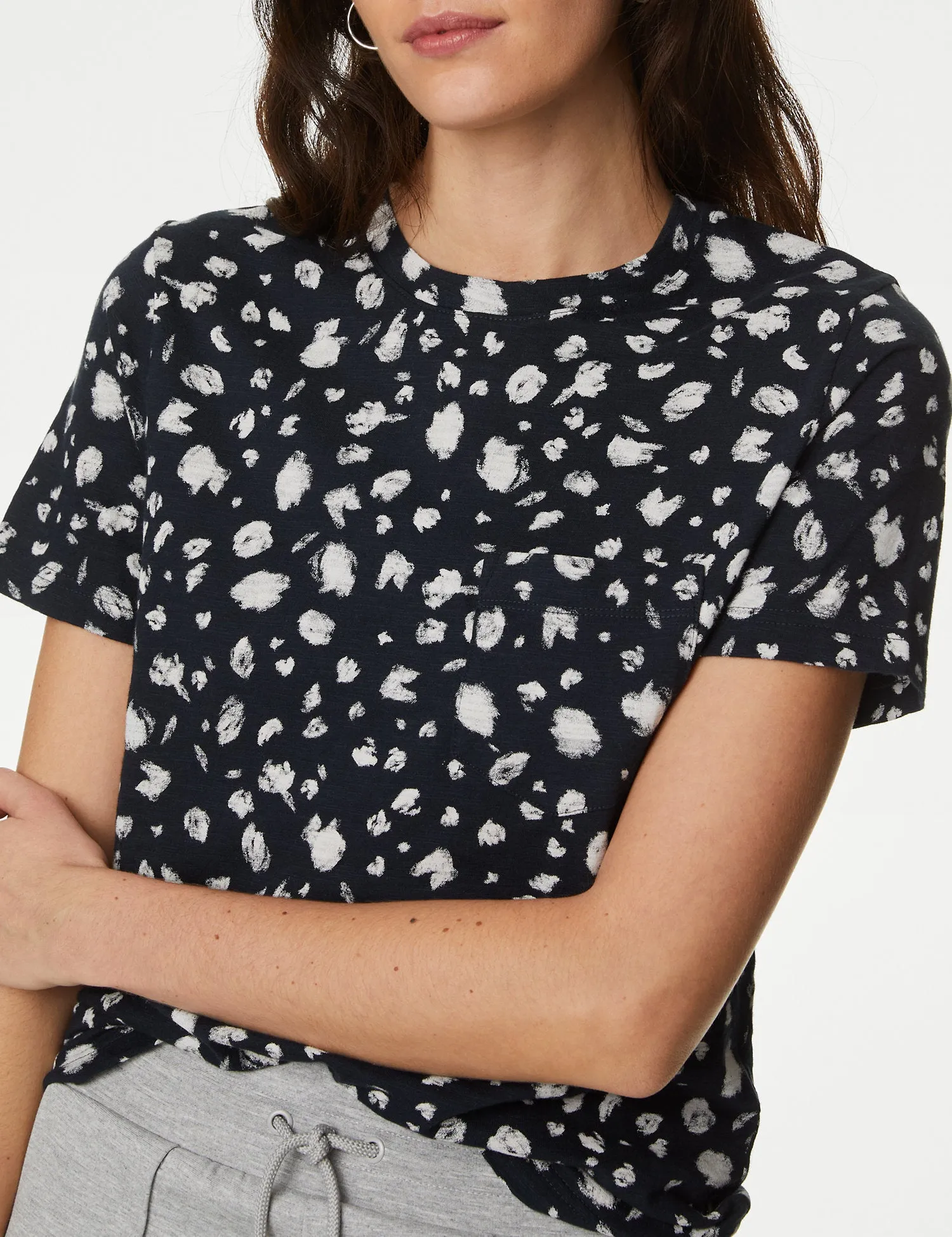 Pure Cotton Printed Crew Neck Top
