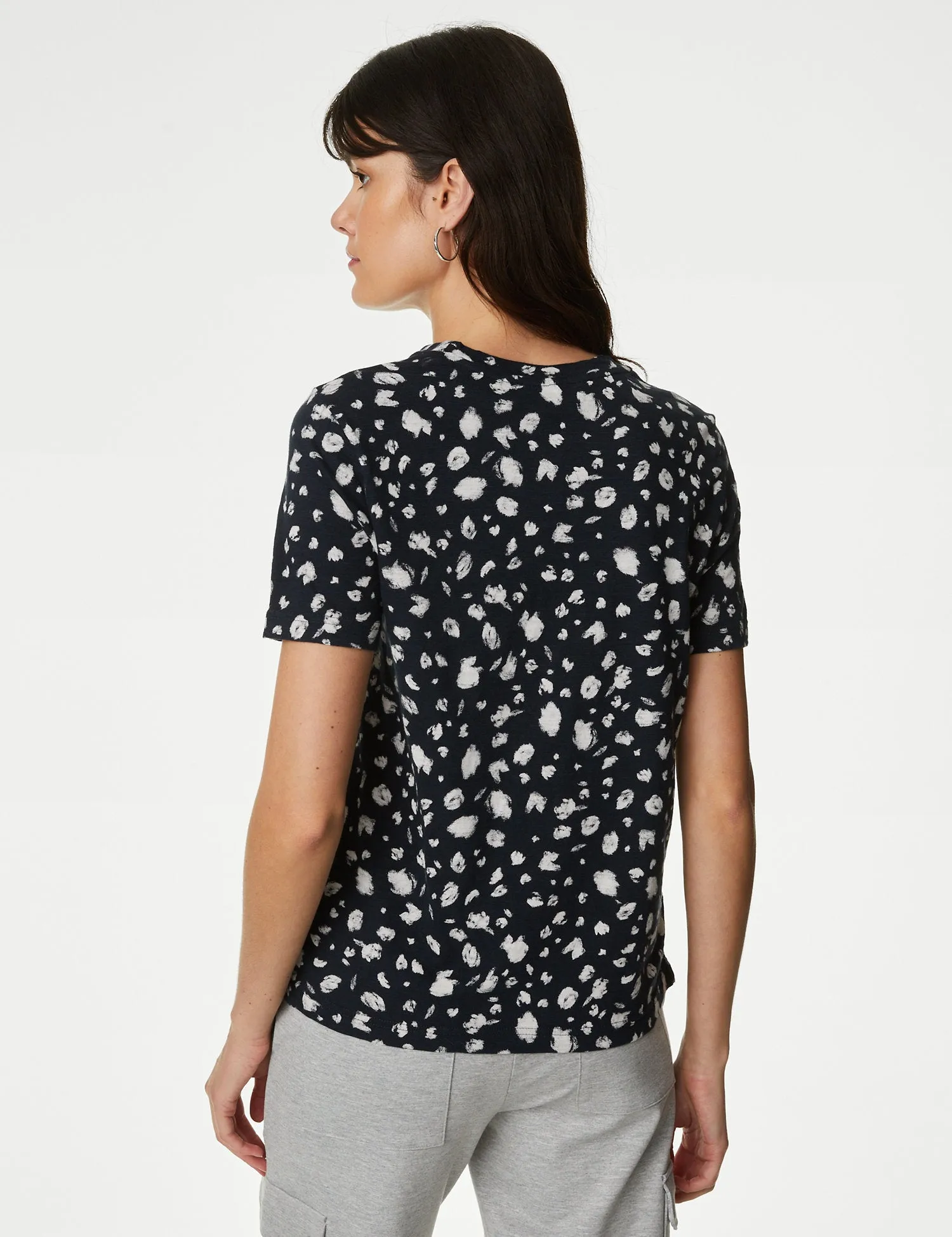 Pure Cotton Printed Crew Neck Top