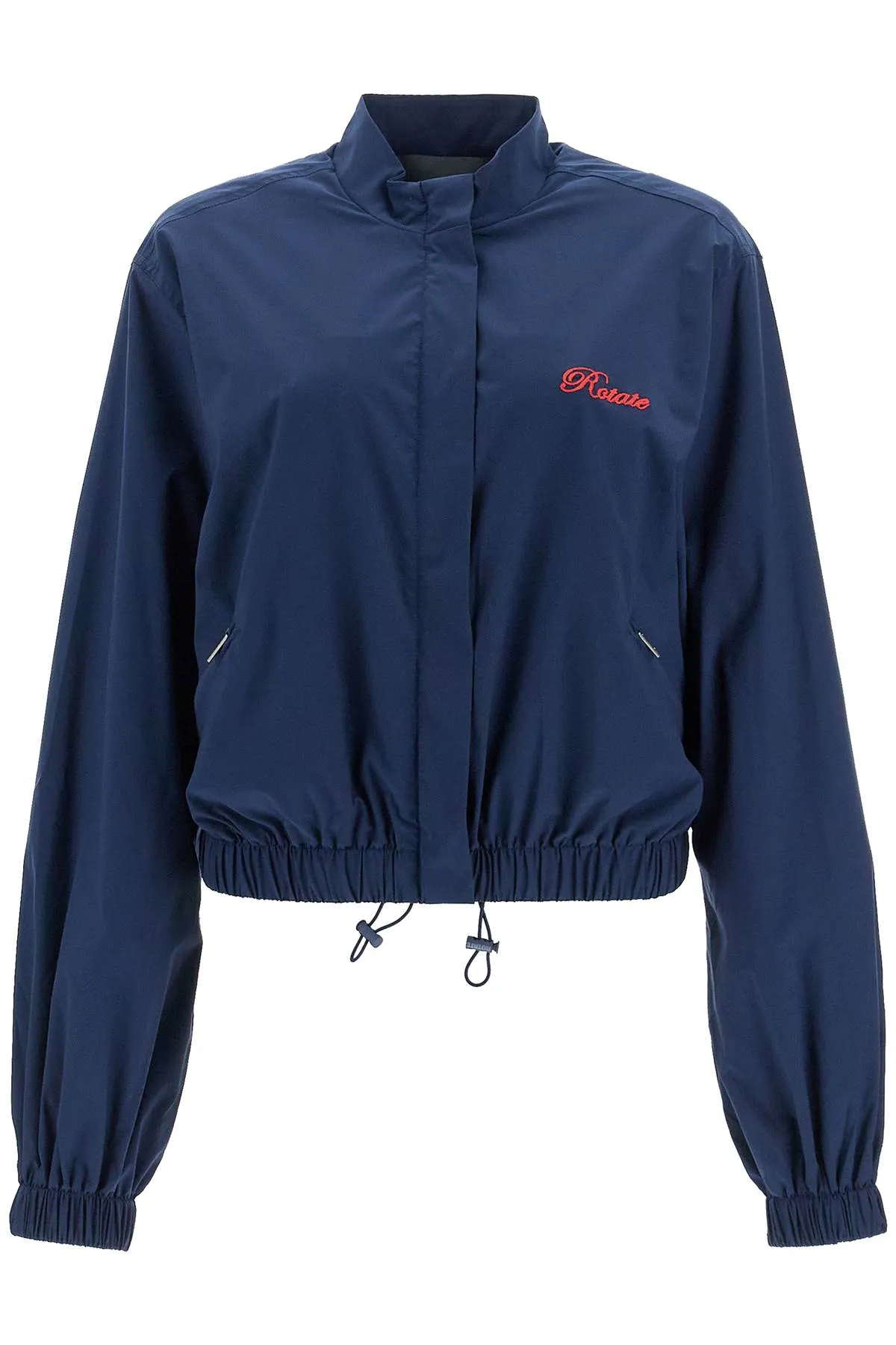 Rotate embroidered logo blous