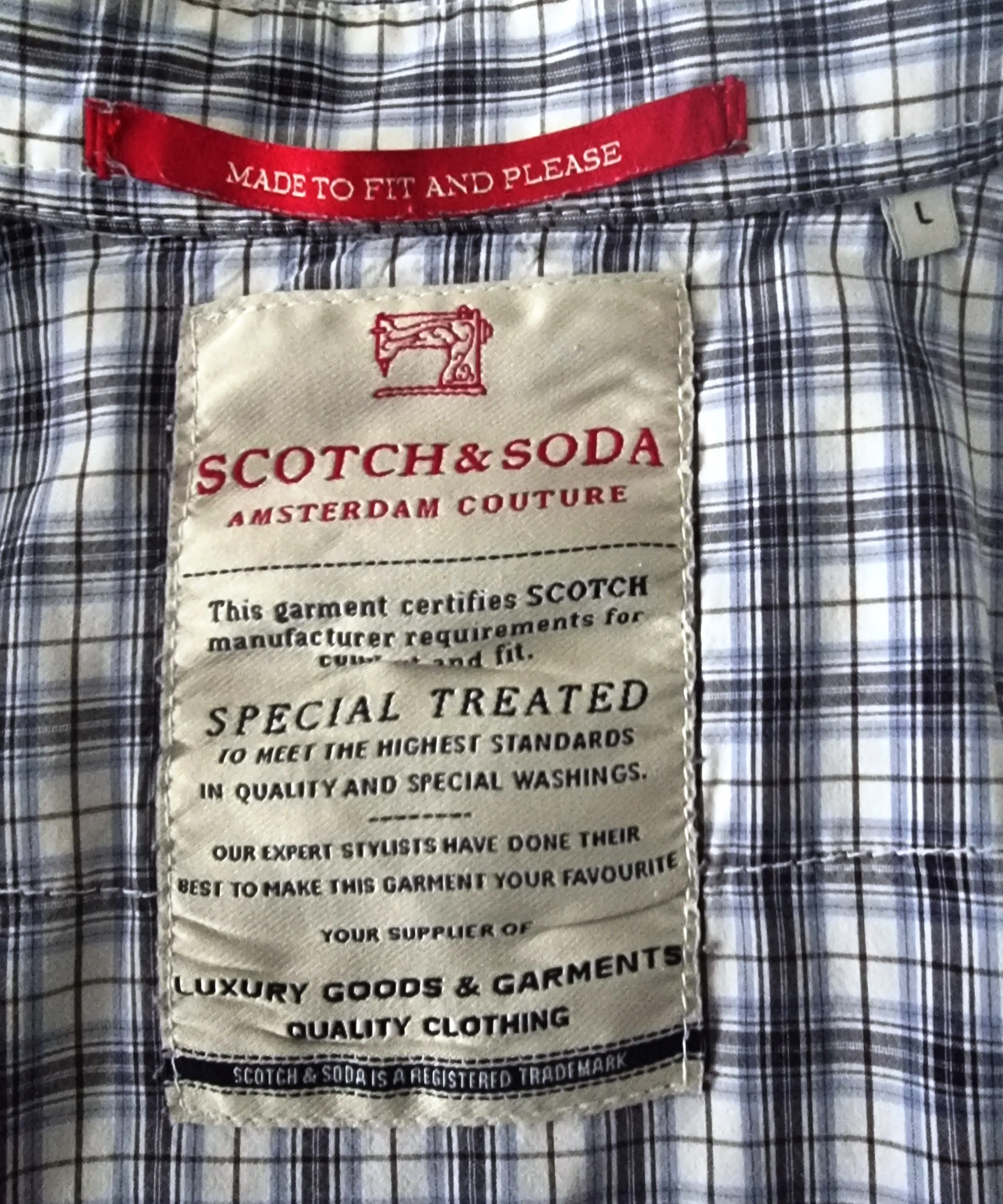 Scotch & Soda Blue & White Cotton Check Mens Shirt Size L