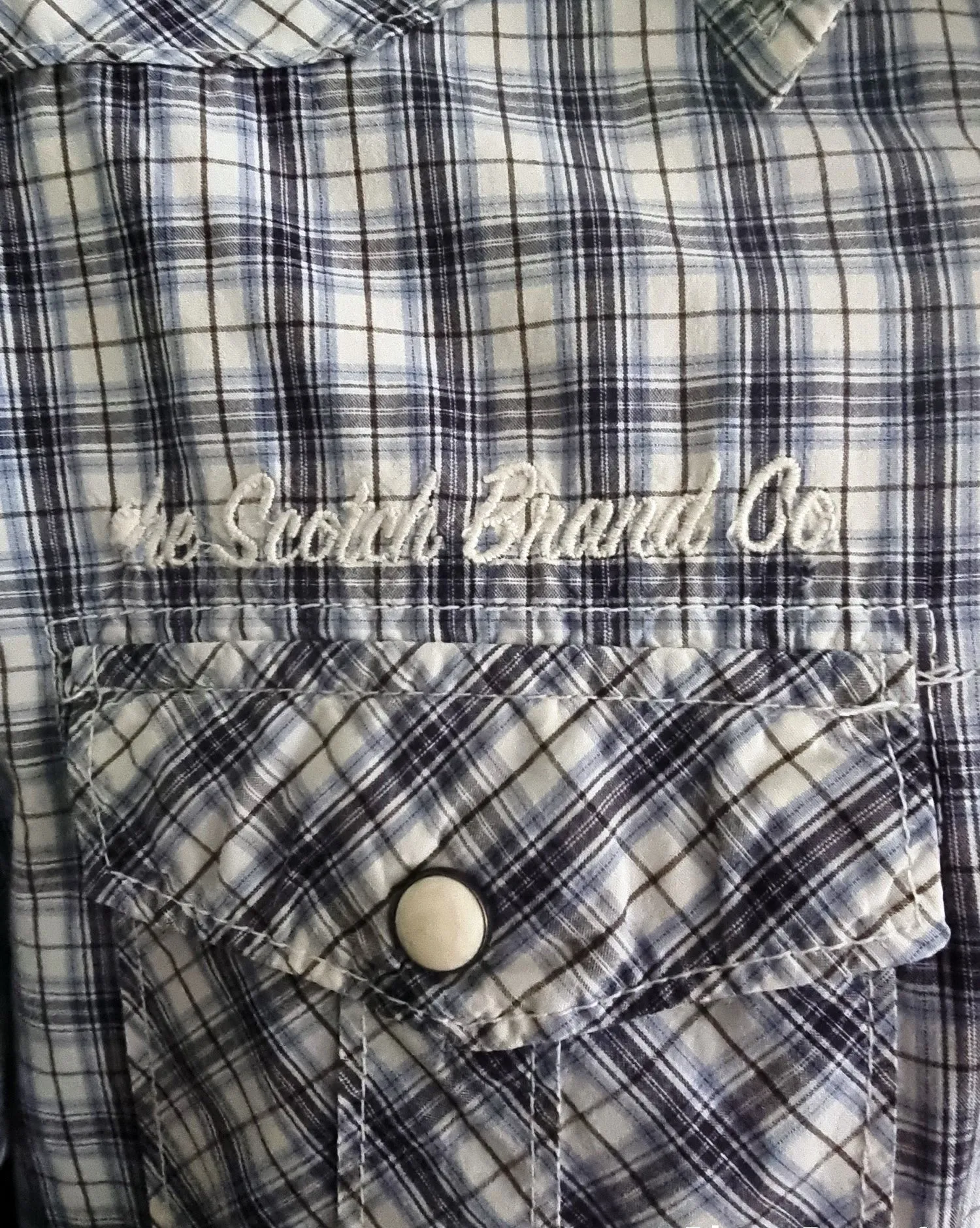 Scotch & Soda Blue & White Cotton Check Mens Shirt Size L