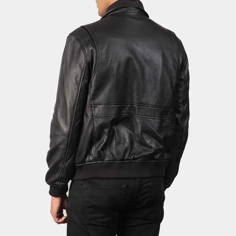 Shop Best Style Genuine Coffman Real Leather Black Bomber Jacket