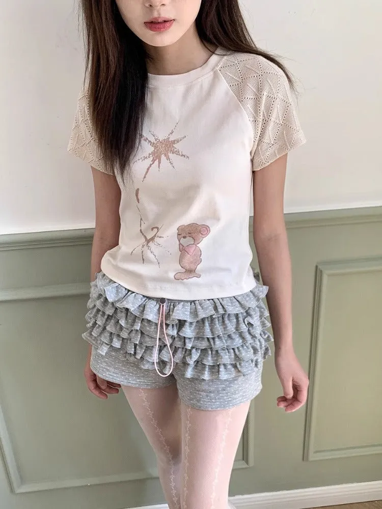 Short slim short sleeve T-shirt【s0000008537】