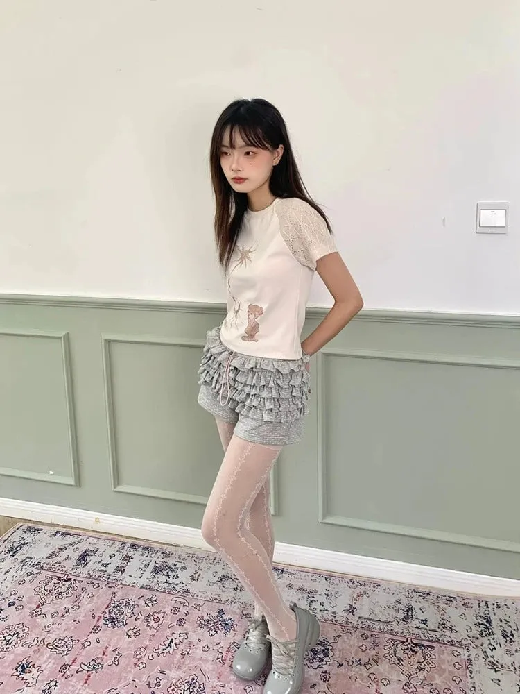 Short slim short sleeve T-shirt【s0000008537】