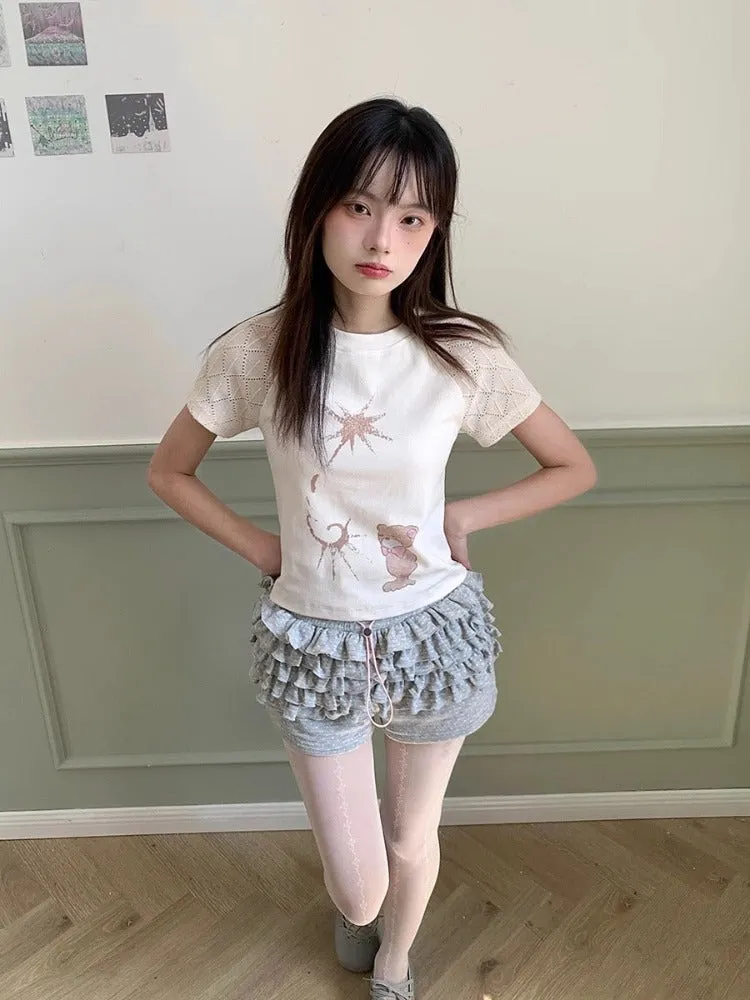 Short slim short sleeve T-shirt【s0000008537】