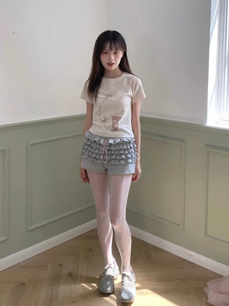 Short slim short sleeve T-shirt【s0000008537】