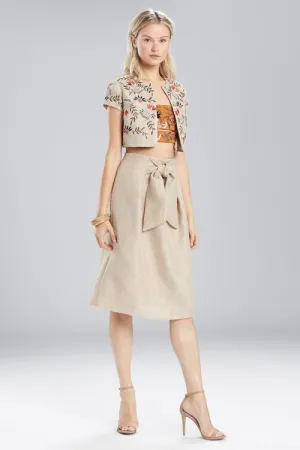 Straw Mixed Media Embroidered Bolero