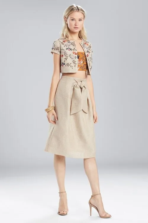 Straw Mixed Media Embroidered Bolero