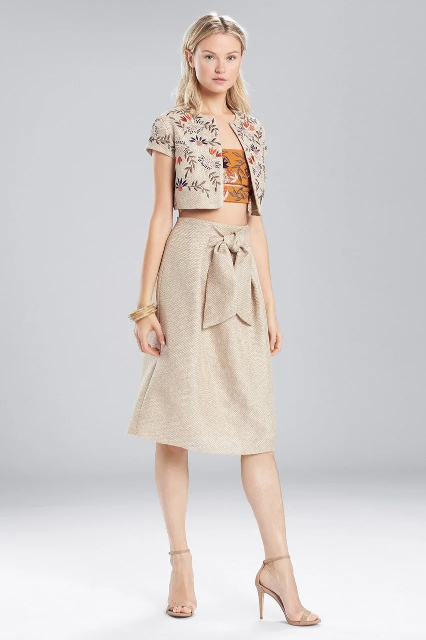 Straw Mixed Media Embroidered Bolero