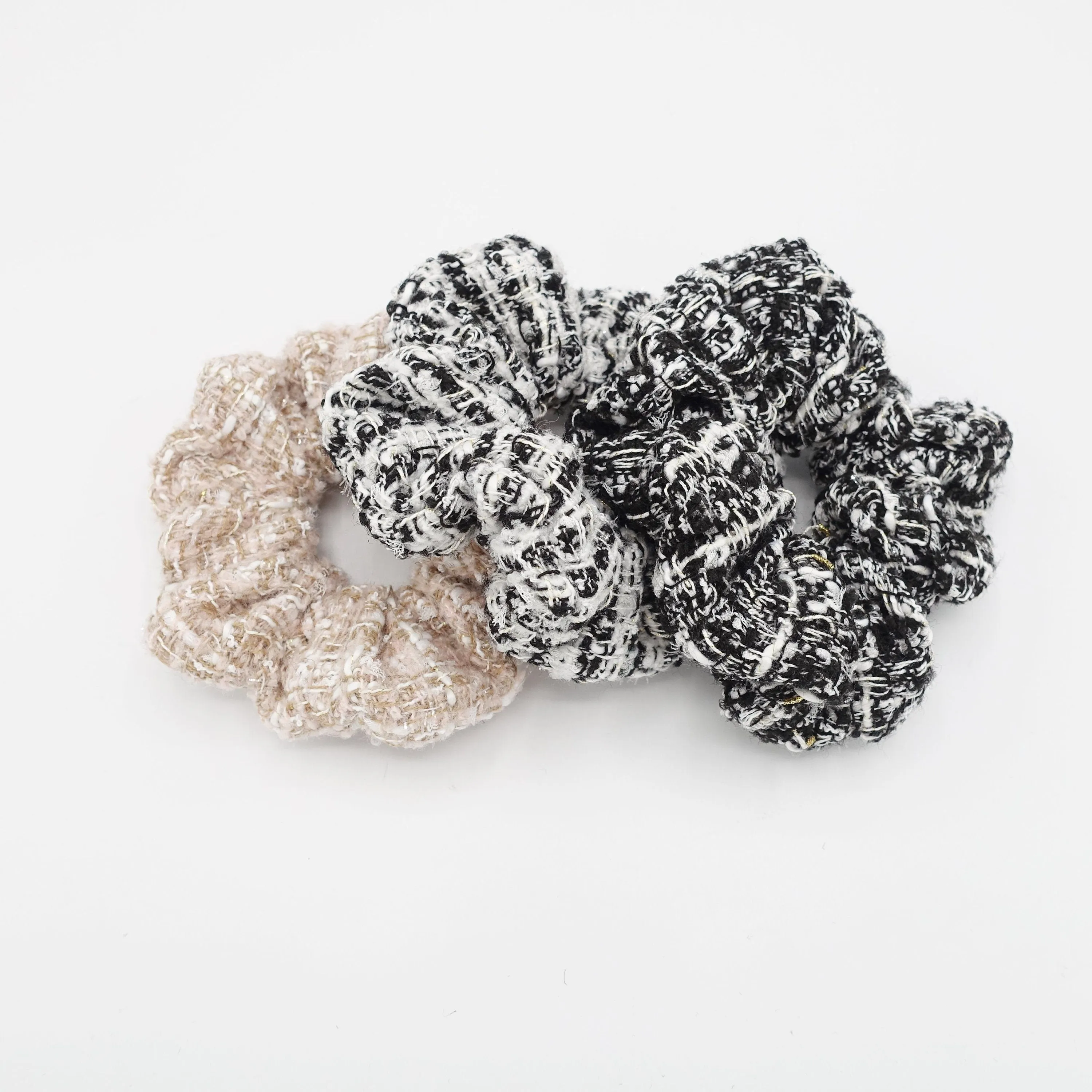 tweed pattern scrunchies Fall Winter stylish hair elastic scrunchie women hair accessory