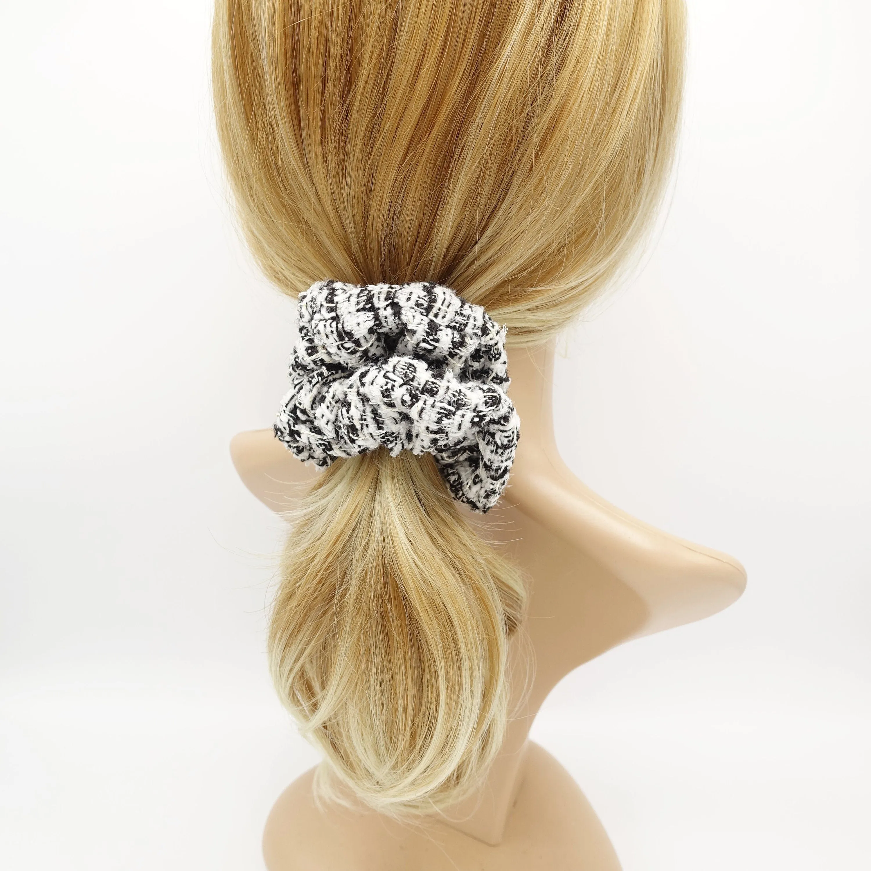 tweed pattern scrunchies Fall Winter stylish hair elastic scrunchie women hair accessory
