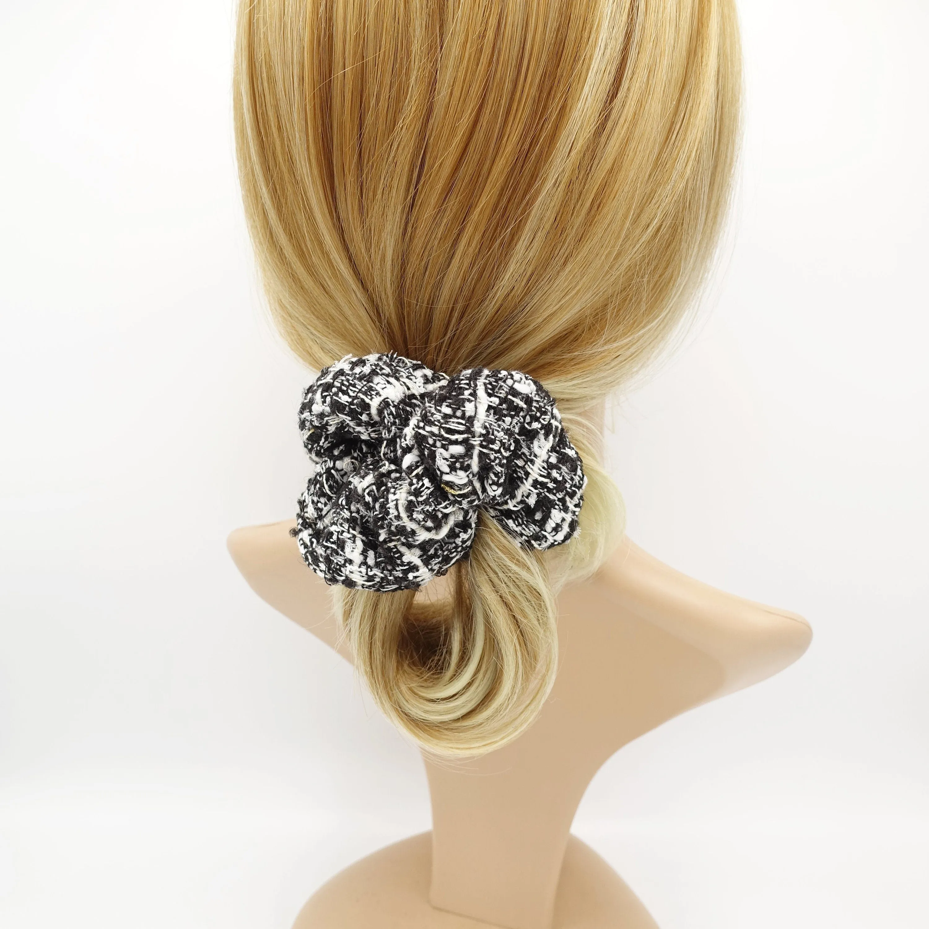 tweed pattern scrunchies Fall Winter stylish hair elastic scrunchie women hair accessory