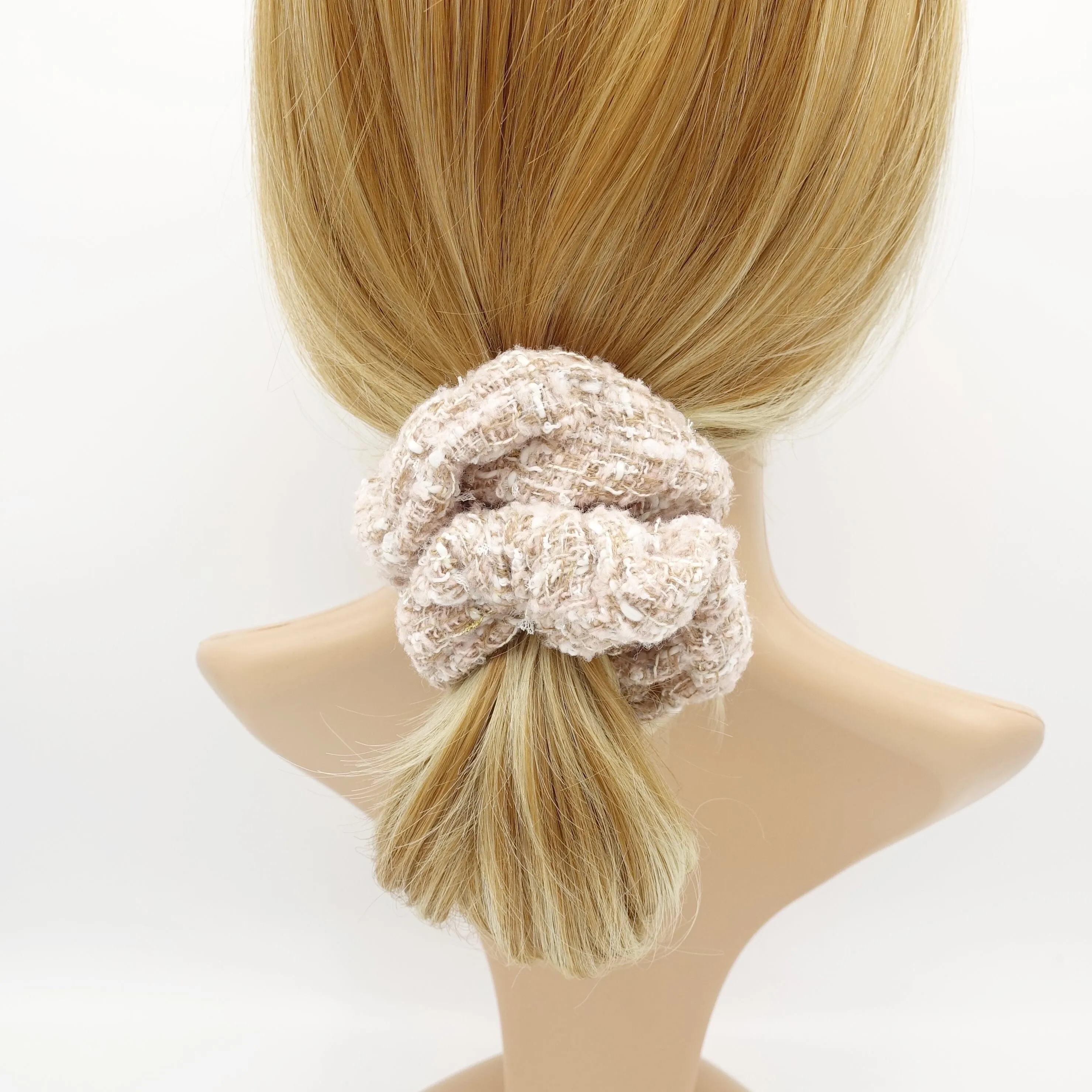 tweed pattern scrunchies Fall Winter stylish hair elastic scrunchie women hair accessory