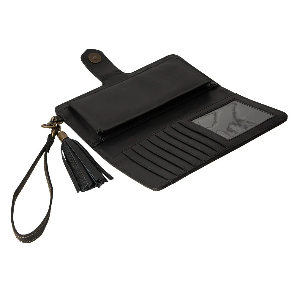 Western Swing Hand-Tooled Wristlet Wallet
