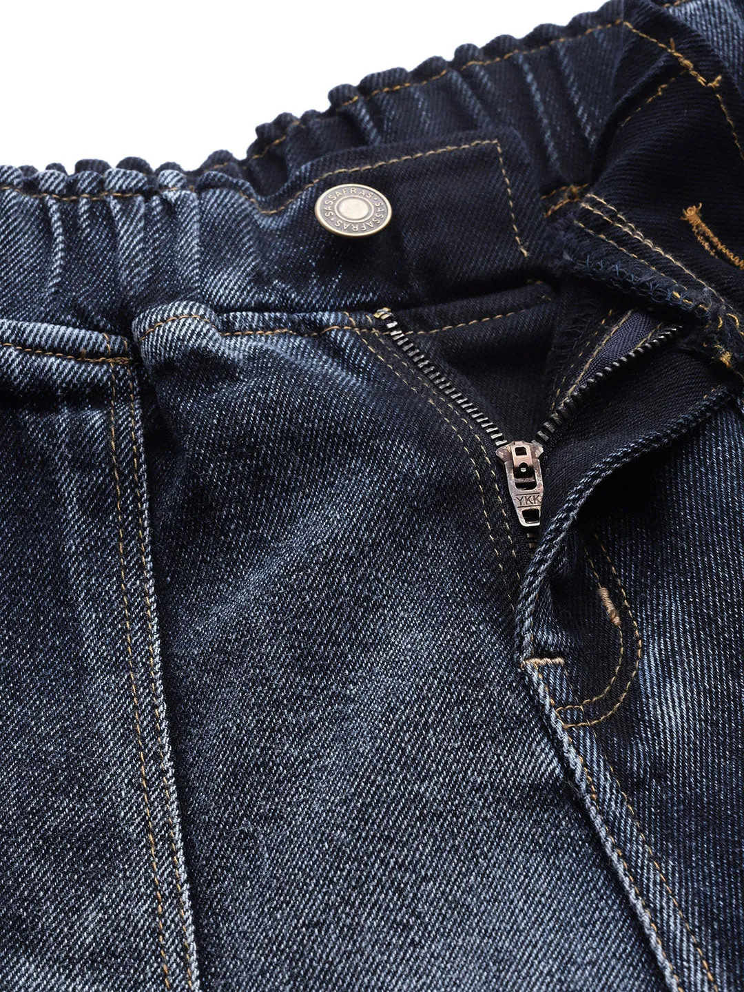 Women Navy Washed Utility Denim Jogger Jeans