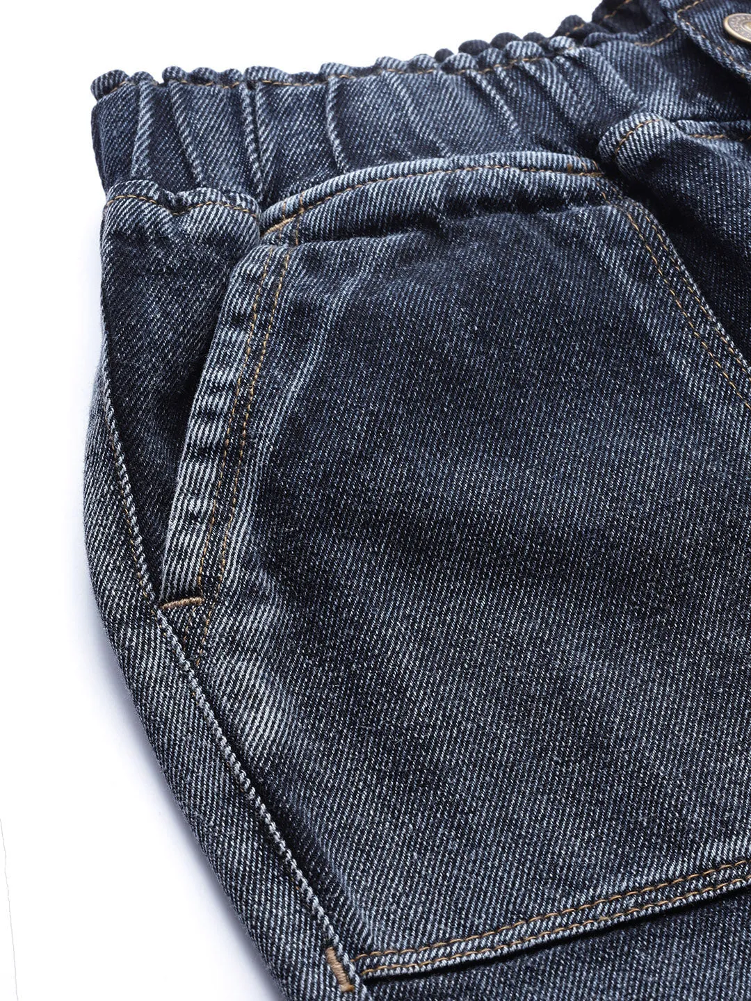 Women Navy Washed Utility Denim Jogger Jeans