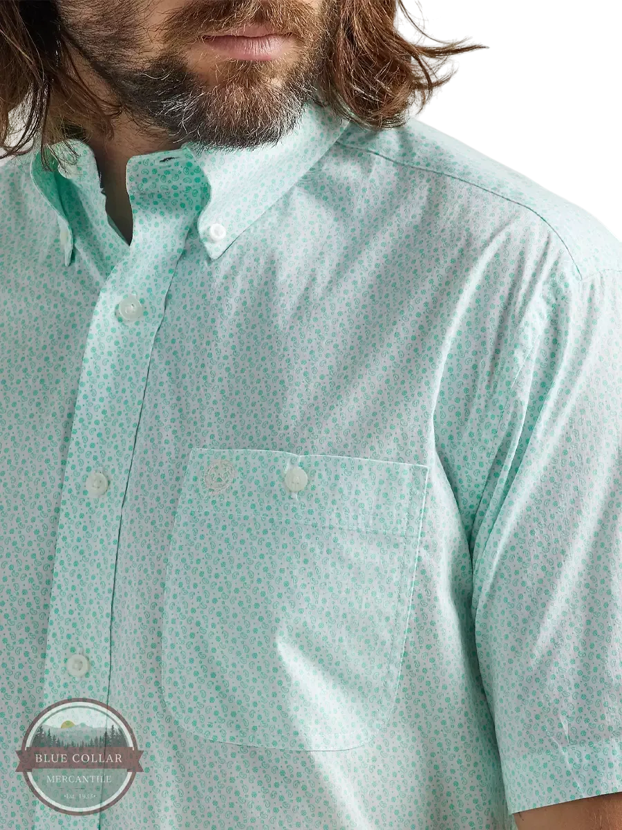 Wrangler Men's George Strait One Pocket Green Button Down Shirt - Big
