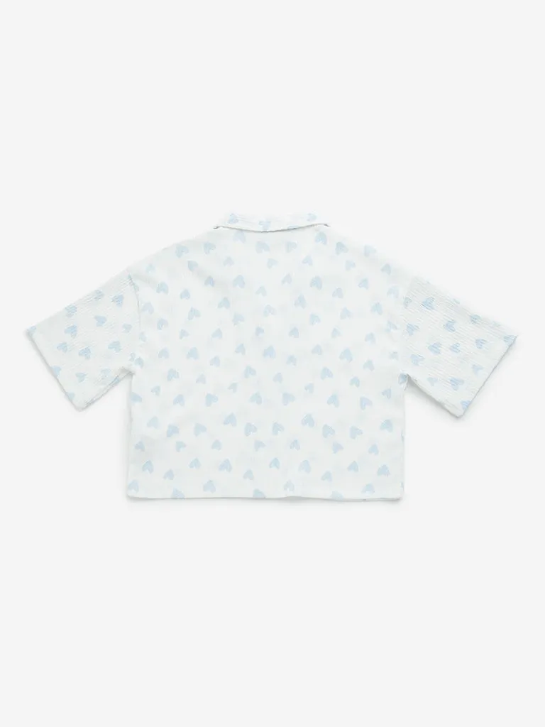 Y&F Kids Blue Heart Printed Shirt
