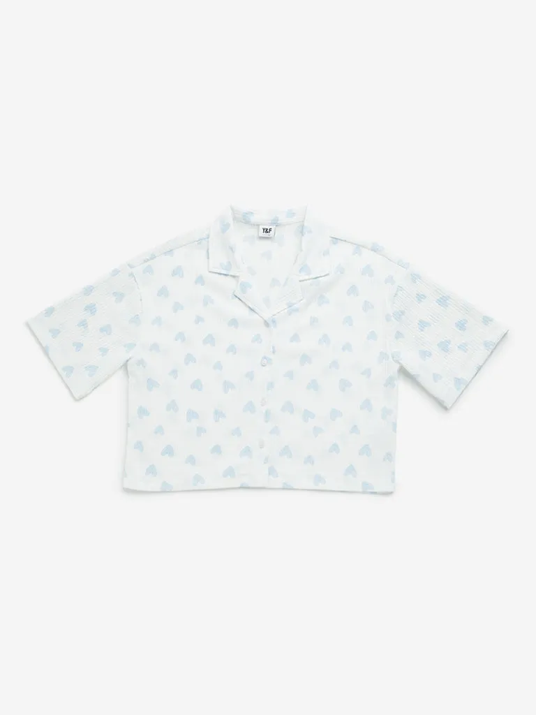 Y&F Kids Blue Heart Printed Shirt
