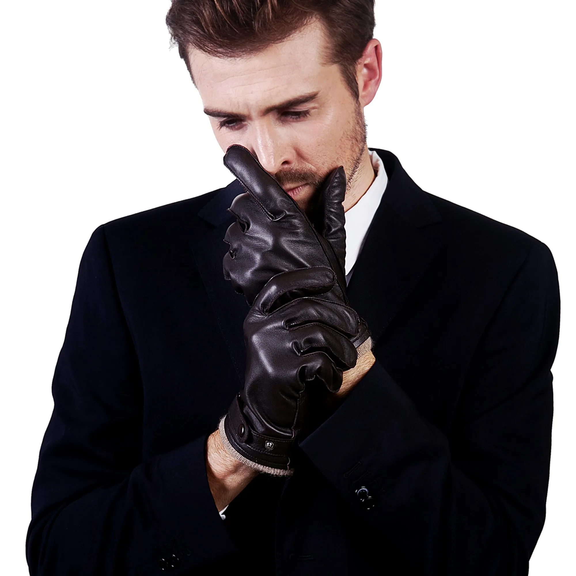 YISEVEN Men's Touchscreen Sheepskin Cashmere  Gloves